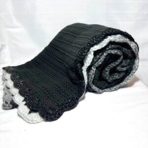 Handmade Crocheted Lap Blanket Throw-NEW-42" x 36"-Gray, Tan, Camel, Cream-Warm
